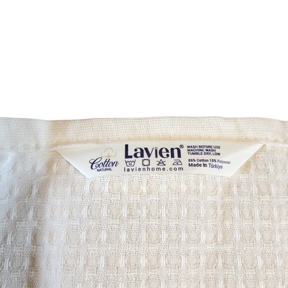 4 Olive Kitchen Towels Lavien Embroidered Waffle Cotton Blend 16x24" Green Plaid - Picture 7 of 13